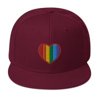 Gay Pride Rainbow Colors Heart Embroidered Flat Bill Cap embroidered snapback hat, product image 18