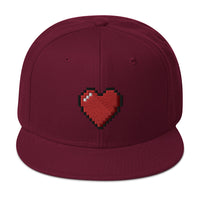 Retro 8 Bit Video Game Pixelated Heart Embroidered Flat Bill Cap embroidered snapback hat, product image 18