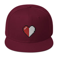 Retro 8 Bit Video Game Pixelated Half Life Heart Embroidered Flat Bill Cap embroidered snapback hat, product image 18