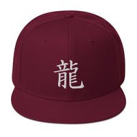Japanese Kanji for Dragon Anime Symbol Embroidered Flat Bill Cap embroidered snapback hat, product image 17
