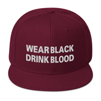 Wear Black Drink Blood Embroidered Flat Bill Cap embroidered snapback hat, product image 17