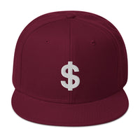 The Almighty US Dollar Sign Symbol of Money Embroidered Flat Bill Cap embroidered snapback hat, product image 16