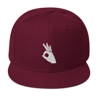 Okay Sign Hand Gesture Symbol Embroidered Flat Bill Cap embroidered snapback hat, product image 17
