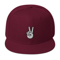 The V Sign for Victory Hand Gesture Embroidered Flat Bill Cap embroidered snapback hat, product image 17