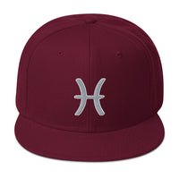 Zodiac Sign Pisces Embroidered Flat Bill Cap embroidered snapback hat, product image 17