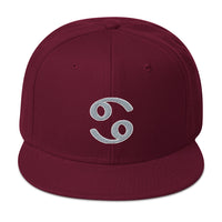 Zodiac Sign Cancer Embroidered Flat Bill Cap embroidered snapback hat, product image 16