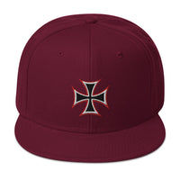 Occult Biker Cross Symbol Embroidered Flat Bill Cap embroidered snapback hat, product image 17