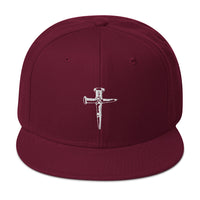 Wooden Stakes Cross Embroidered Flat Bill Cap embroidered snapback hat, product image 16