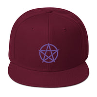 Purple Witchcraft Woven Pentacle Pagan Embroidered Flat Bill Cap embroidered snapback hat, product image 17