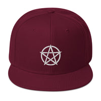 White Witchcraft Woven Pentacle Pagan Embroidered Flat Bill Cap embroidered snapback hat, product image 18