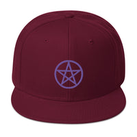 Purple Wiccan Witchcraft Pentagram Embroidered Flat Bill Cap embroidered snapback hat, product image 17