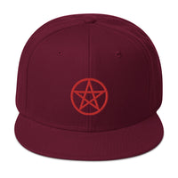 Red Wiccan Witchcraft Pentagram Embroidered Flat Bill Cap embroidered snapback hat, product image 17