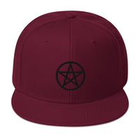 Black Wiccan Witchcraft Pentagram Embroidered Flat Bill Cap embroidered snapback hat, product image 18