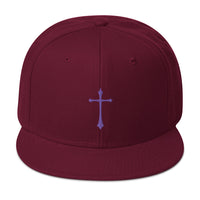 Purple Gothic Medeival Cross Embroidered Flat Bill Cap embroidered snapback hat, product image 17