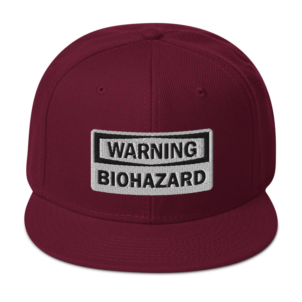 Warning Sign Bio Hazard Zombie Apocalypse Embroidered Flat Bill Cap Snapback Hat