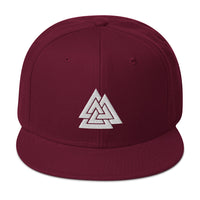 Viking Valknut Triangles of Power and Glory Embroidered Flat Bill Cap embroidered snapback hat, product image 17