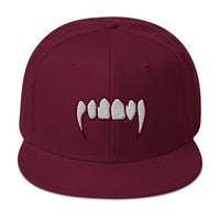 Bloody Dracula Vampire Fangs Embroidered Flat Bill Cap embroidered snapback hat, product image 17