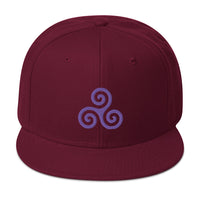 Purple Triskelion or Triskeles Spiral Embroidered Flat Bill Cap embroidered snapback hat, product image 16
