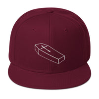 White Toe Pincher Coffin with Cross Embroidered Flat Bill Cap embroidered snapback hat, product image 17
