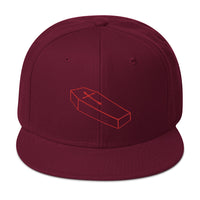 Red Toe Pincher Coffin with Cross Embroidered Flat Bill Cap embroidered snapback hat, product image 17