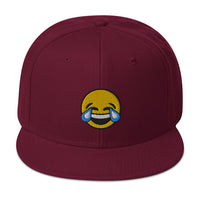 Tears of Joy Emoji Crying Emoticon Embroidered Flat Bill Cap embroidered snapback hat, product image 18