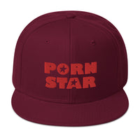 Red Porn Star Logo Embroidered Flat Bill Cap embroidered snapback hat, product image 17