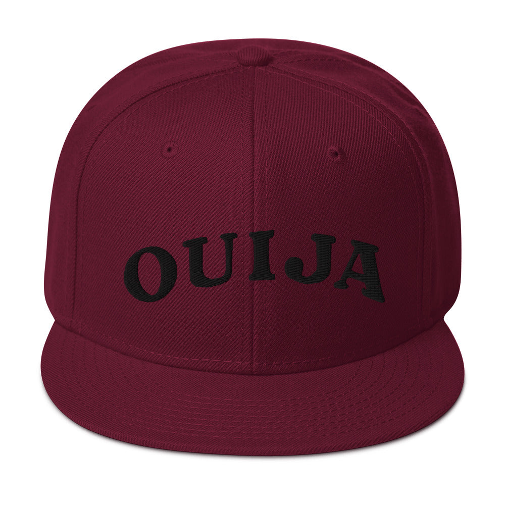 Black Ouija Spirit Board Words Embroidered Flat Bill Cap Snapback Hat