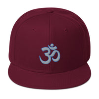 Grey OM Sacred Spiritual Symbol Embroidered Flat Bill Cap embroidered snapback hat, product image 17