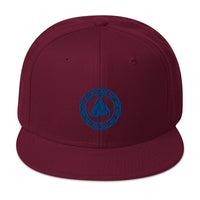 Blue Odin's Knot – The Valknut Embroidered Celtic Flat Bill Hat embroidered snapback hat, product image 18