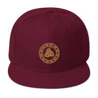 Sepia Tone Odin's Knot – The Valknut Embroidered Celtic Flat Bill Hat embroidered snapback hat, product image 17