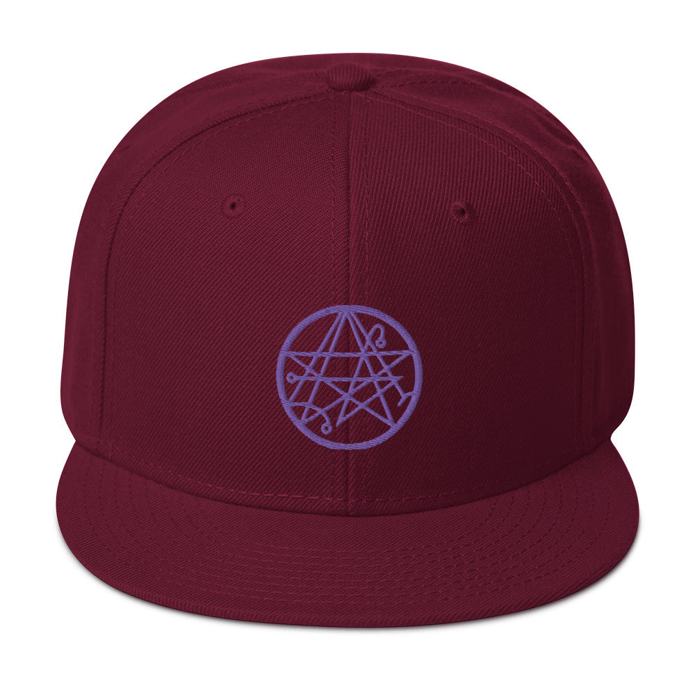 Purple Necronomicon Symbol Book of Dead Embroidered Flat Bill Cap Snapback Hat
