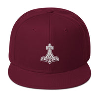 Viking God of Thunder Hammer Mjolnir Embroidered Flat Bill Cap embroidered snapback hat, product image 18