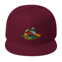 Melting Speed Cube Gaming Puzzle Box Embroidered Flat Bill Cap embroidered snapback hat, product image 17