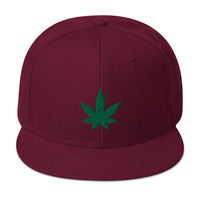 Green Marijuana Leaf Cannabis Plant Embroidered Flat Bill Cap embroidered snapback hat, product image 18