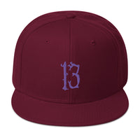 Purple Lucky Number 13 Goth # Thirteen Embroidered Flat Bill Cap embroidered snapback hat, product image 17
