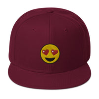 Heart – Eyes Emoji Embroidered Emoticon Flat Bill Cap embroidered snapback hat, product image 17