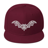 White Gothic Vine Wrought Iron Bat Embroidered Flat Bill Cap embroidered snapback hat, product image 18