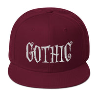 White Gothic Dramatic Style Embroidered Flat Bill Cap embroidered snapback hat, product image 17