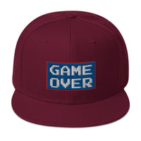 Game Over 8 Bit Embroidered 80's Retro Style Flat Bill Cap embroidered snapback hat, product image 17