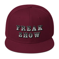 White Circus Freak Show Embroidered Flat Bill Cap embroidered snapback hat, product image 18