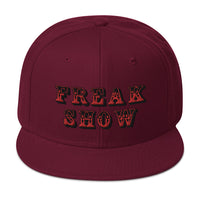 Red Circus Freak Show Embroidered Flat Bill Cap embroidered snapback hat, product image 17
