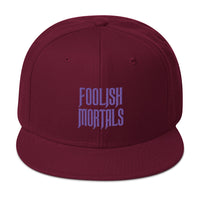 Purple Foolish Mortals Haunted Mansion Embroidered Flat Bill Cap embroidered snapback hat, product image 17