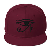 Black Eye of Ra Egyptian Goddess Embroidered Flat Bill Cap embroidered snapback hat, product image 18