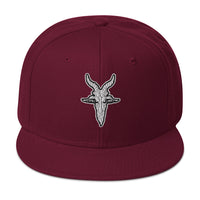 Evil Goat Head Baphomet Embroidered Flat Bill Cap embroidered snapback hat, product image 18