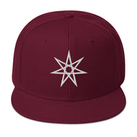 White Elven Star Witchcraft Symbol Embroidered Flat Bill Cap embroidered snapback hat, product image 16