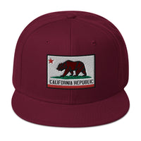California U.S. State Flag Embroidered Flat Bill Cap embroidered snapback hat, product image 18