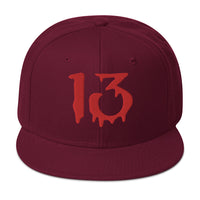 Bloody Number Thirteen 13 Lucky Halloween Embroidered Flat Bill Cap embroidered snapback hat, product image 17