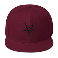 Black Inverted Pentagram Black Metal Style Embroidered Flat Bill Cap embroidered snapback hat, product image 18