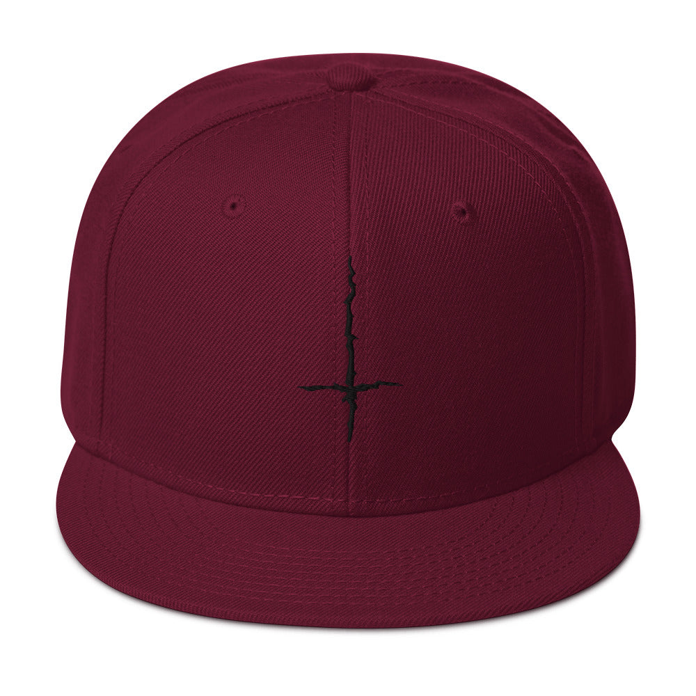 Black Inverted Cross Black Metal Style Embroidered Flat Bill Cap Snapback Hat