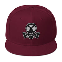 White Bio Hazard Gas Mask Embroidered Flat Bill Cap embroidered snapback hat, product image 18